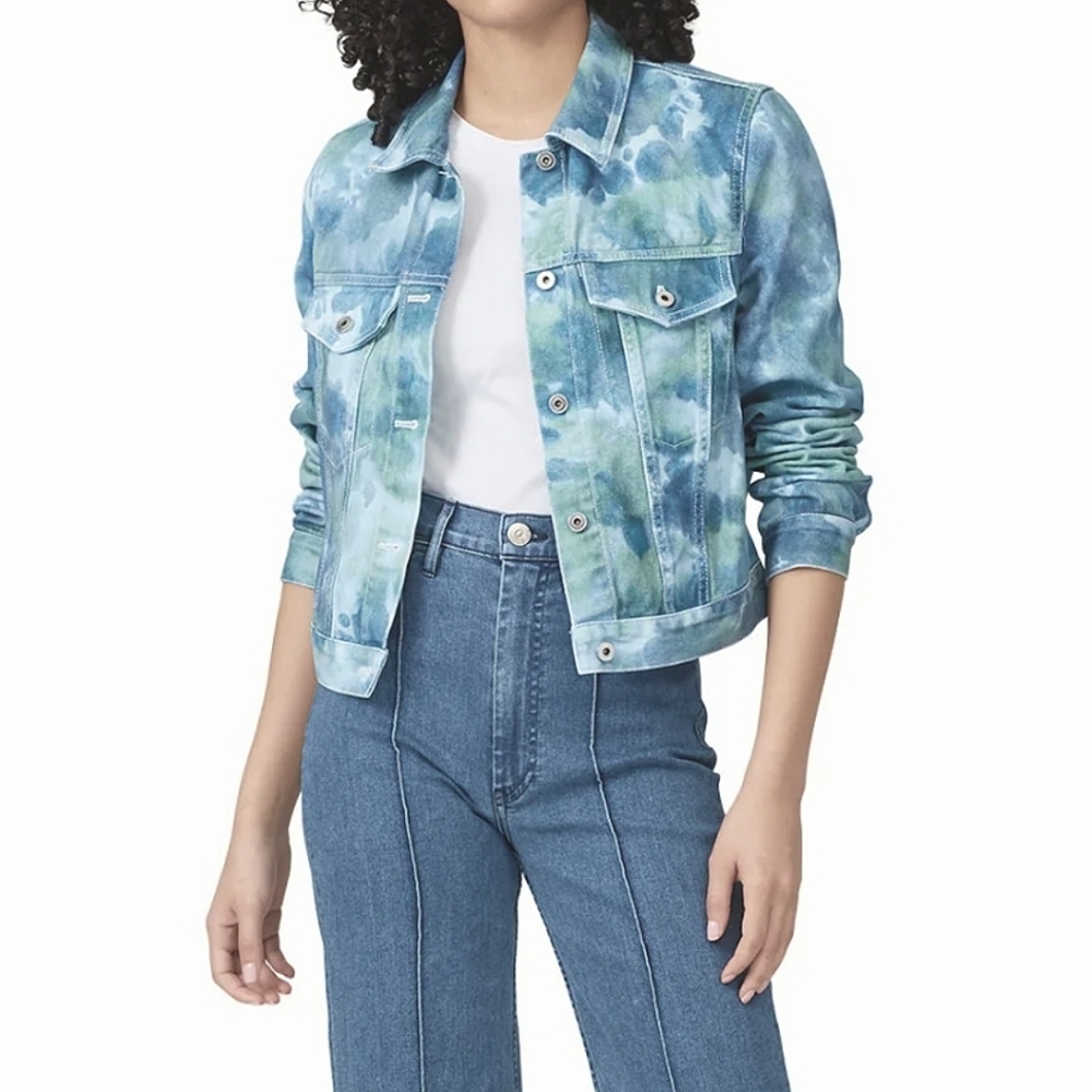3.1 Phillip Lim Tie Dye Denim Jean Jacket in Blue/Green Size XS